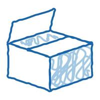 caixa de transporte de papelão embalagem doodle ícone ilustração desenhada à mão vetor
