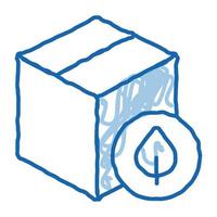 caixa de papelão fechada com ilustração desenhada à mão de ícone de doodle de folha de planta vetor