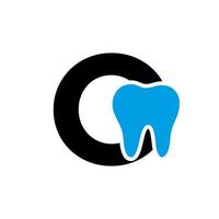 letra o conceito de logotipo dental com modelo de vetor de símbolo de dentes