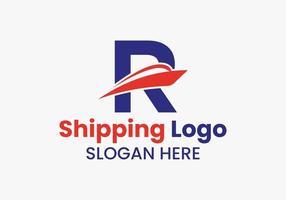 letra r logotipo de remessa símbolo de veleiro. ícone de barco à vela de navio náutico vetor