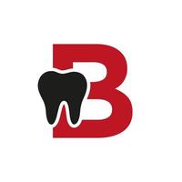 conceito de logotipo dental letra b com modelo de vetor de símbolo de dentes