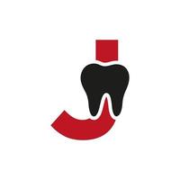 letra j conceito de logotipo dental com modelo de vetor de símbolo de dentes