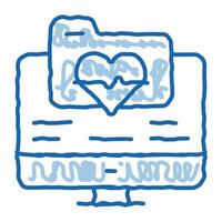 ícone de doodle de cartão de saúde eletrônico ilustração desenhada à mão vetor