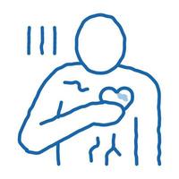 infarto do miocárdio, ícone de rabisco de ataque cardíaco ilustração desenhada à mão vetor