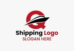 letra q logotipo de remessa símbolo de veleiro. ícone de barco à vela de navio náutico vetor