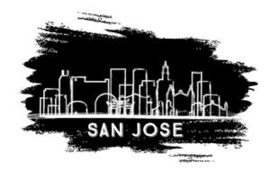 san josé califórnia eua cidade skyline silhueta. esboço desenhado à mão. vetor