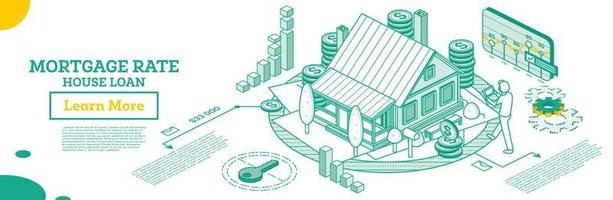 empréstimo imobiliário ou investimento em dinheiro para imóveis. taxa de hipoteca. vetor