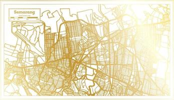 mapa da cidade de semarang indonésia em estilo retrô na cor dourada. mapa de contorno. vetor