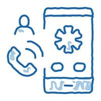 chame a consulta médica doodle ícone ilustração desenhada à mão vetor