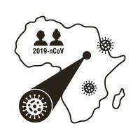 mapa africano com ícone de infográfico de coronavírus vetor