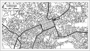 mapa da cidade de lubango angola na cor preto e branco em estilo retrô isolado no branco. vetor
