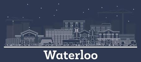 delineie o horizonte da cidade de waterloo iowa eua com edifícios brancos. vetor