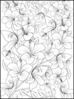 bela ilustração de padrão floral botânico para colorir livro ou página, arte de esboço de flor de hibisco, buquê desenhado à mão de floral isolado no fundo branco. vetor