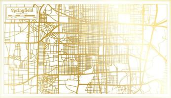 mapa da cidade de springfield eua em estilo retrô na cor dourada. mapa de contorno. vetor