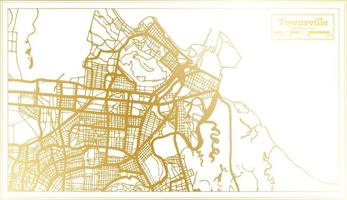 mapa da cidade de townsville austrália em estilo retrô na cor dourada. mapa de contorno. vetor