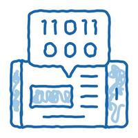 ícone de doodle de código binário de aplicativo de telefone ilustração desenhada à mão vetor