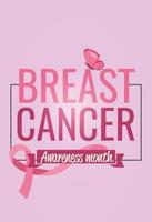 pôster do mês de conscientização do câncer de mama com fita rosa vetor