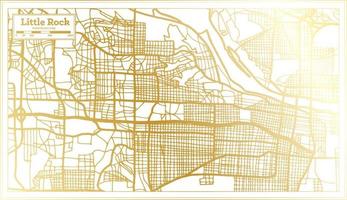 mapa da cidade de little rock eua em estilo retrô na cor dourada. mapa de contorno. vetor