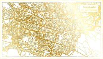 mapa da cidade de surakarta indonésia em estilo retrô na cor dourada. mapa de contorno. vetor