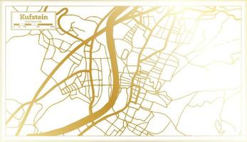 mapa da cidade de kufstein na áustria em estilo retrô na cor dourada. mapa de contorno. vetor