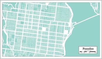 mapa da cidade de posadas argentina em estilo retrô. mapa de contorno. vetor