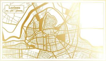 mapa da cidade de larissa grécia em estilo retrô na cor dourada. mapa de contorno. vetor