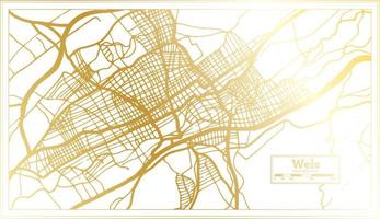 mapa da cidade de wels áustria em estilo retrô na cor dourada. mapa de contorno. vetor