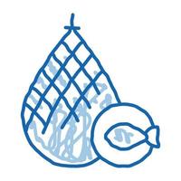 peixe na ilustração desenhada à mão do ícone do doodle líquido vetor
