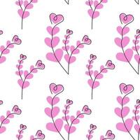 padrão perfeito de brunches abstratos feitos por corações coloridos em tons de rosa da moda. textura de fundo vetor