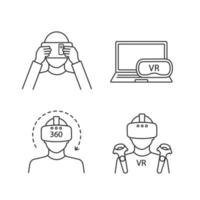 conjunto de ícones lineares de realidade virtual vetor