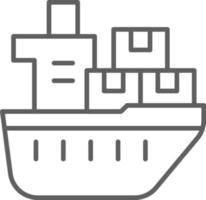 ícone do serviço de entrega de navio com estilo de contorno preto. símbolo de sinal de envio. relacionados ao rastreamento de pedidos, entrega em casa, armazém, caminhão, scooter, correio e ícones de carga. ilustração vetorial vetor