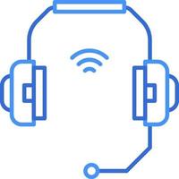 ícone de tecnologia de fone de ouvido sem fio com estilo duotônico azul. computação, diagrama, download, arquivo, pasta, gráfico, laptop . ilustração vetorial vetor