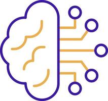 ícone de tecnologia de chip cerebral com estilo duotônico roxo e laranja. computação, diagrama, download, arquivo, pasta, gráfico, laptop . ilustração vetorial vetor
