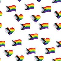 padrão perfeito com nova bandeira lgbt, corações, texto, flor e bandeira. orgulho gay. mês do orgulho. amor, lgbtq vetor