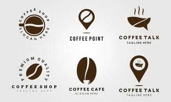 cafeteria, grão de café, design de ilustração vetorial de logotipo de café, conjunto de logotipo e logotipo de coleção vetor