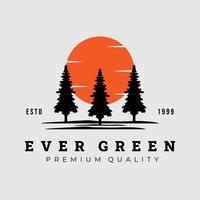 pinho, sempre-verde, logotipo da floresta rústica abeto retrô vintage, coníferas, cedro, design de ilustração vetorial do logotipo dos pinheiros vetor