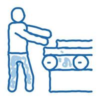 ícone de doodle de transportador de material de madeira ilustração desenhada à mão vetor