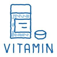 pacote de pílulas de vitamina doodle ilustração desenhada à mão vetor