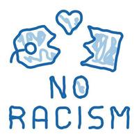 sem racismo etiqueta rasgada ícone de doodle ilustração desenhada à mão vetor