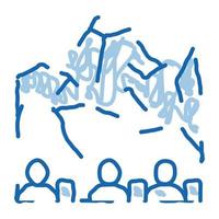 pessoas montanha rochosa doodle ícone ilustração desenhada à mão vetor