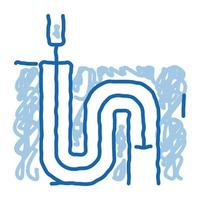 equipamento de limpeza de tubo de drenagem doodle ilustração desenhada à mão vetor