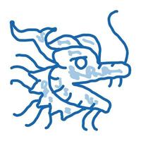 máscara de ícone de doodle de dragão chinês ilustração desenhada à mão vetor