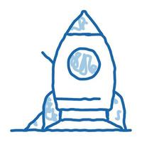 ilustração desenhada à mão do ícone do doodle do foguete da atração vetor