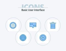 design de ícones do pacote de 5 ícones azuis básicos. . ui. linha. lixo. citar vetor