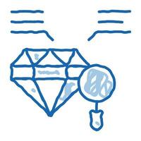 estudo de inspeção ícone de doodle de pedra de diamante ilustração desenhada à mão vetor