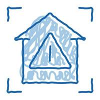 ícone de doodle de detecção de casa insegura ilustração desenhada à mão vetor