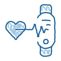 pulseira de fitness ícone de doodle de batida de coração ilustração desenhada à mão vetor