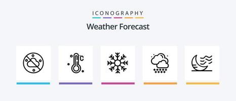 pacote de ícones da linha do tempo 5, incluindo lua. temperatura. vento. neve. clima. design de ícones criativos vetor