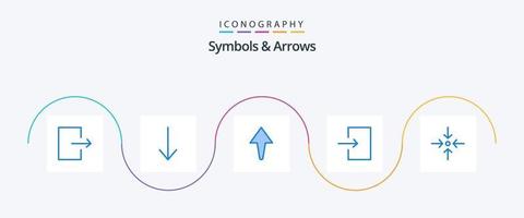 símbolos e setas azul 5 pacote de ícones incluindo . digitar. escala vetor