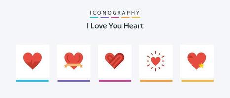 pacote de ícones de coração plano 5, incluindo . namorados. Curti. design de ícones criativos vetor